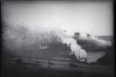 SS NORMANDIE ON FIRE - 1940s - Film & Video Stock