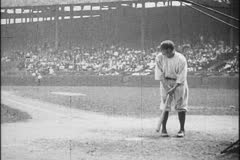 BABE RUTH HITTING A BASEBALL - Film & Video Stock