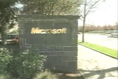 MICROSOFT LOGO AT CAMPUS ENTRANCE - Film & Video Stock